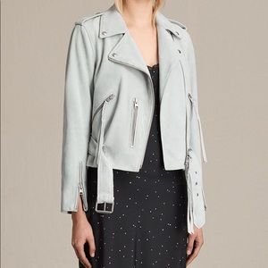 ALLSAINTS Plait Balfern Suede Biker Jacket (Luna Blue)